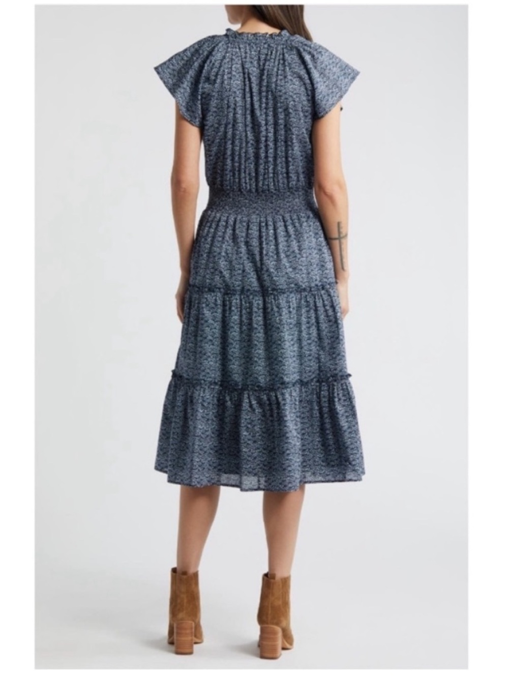 Rails Blue Tiered Midi Floral Print Amellia Costal Cowgirl Dress Sz Small Cotton - Picture 3 of 15